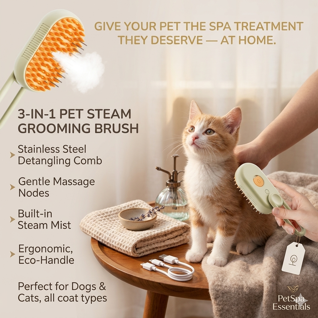 3-in-1 Pet Steam Grooming Brush