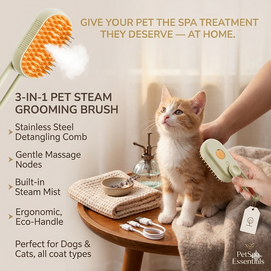 3-in-1 Pet Steam Grooming Brush